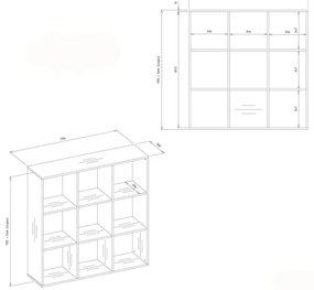 Kwadratowy regał na ubrania 9 półkami dąb artisan B3-M54