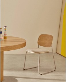 Beżowe/w naturalnym kolorze metalowe krzesło sztaplowane Meli – Kave Home