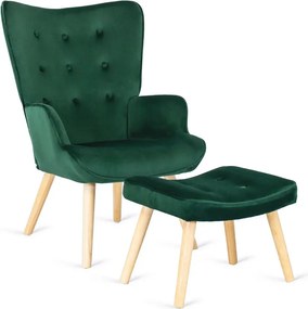 Zielony welurowy fotel skandynawski G1-Z15