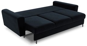 Ciemnoniebieska aksamitna rozkładana/ze schowkiem sofa 235 cm Kyoto – Cosmopolitan Design