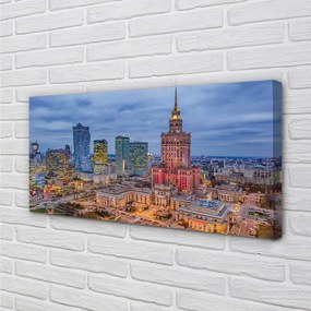 Obraz canvas na ścianę Panorama Warszawy o Zachodzie Słońca
