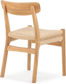 Krzesła zestaw 2 szt. z litego drewna kauczukowego w naturalnym kolorze Biel – MOME