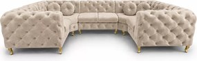 Luksusowy narożnik Chesterfield Moet U z ergonomicznym siedziskiem