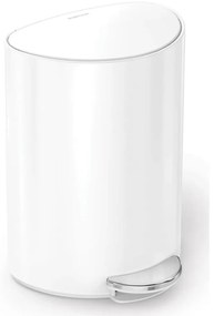 Simplehuman Pojemnik na śmieci  z pedałem 6 l, półokrągły, stal biały, plastik