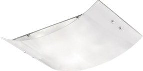 Duża lampa sufitowa Michela 45x30cm, połyskująca biel, 2XE27, szkło gięte, chromowana podstawa, IP20, maks. 2x52W, elegancka lampa sufitowa