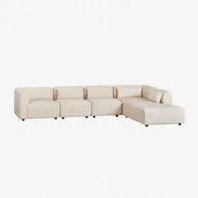 Sofa Modułowa Fogler 5-częściowa Z Prawą Leżanką Sztruksu Beżowy Len - Sklum