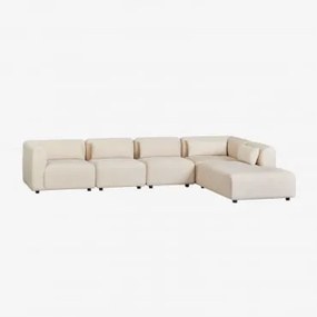 Sofa Modułowy 5-częściowy Z Prawym Szezlongiem Fogler Sztruks Beż Lniany - Sklum