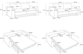 Jasnoszara rozkładana sofa 234 cm Ernest – Bobochic Paris