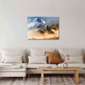 Obraz - wilki wyjące do księżyca (70x50 cm)