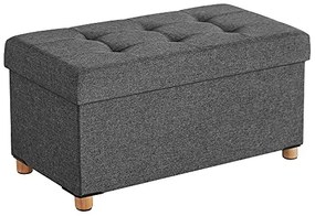 SongmicsHome Taboretka z miejscem do przechowywania na nóżkach OTO, 76x38x40cm, antracyt