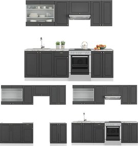 Aneks kuchenny antracytowo-złoto-biały 240x60x81.6 fame-line