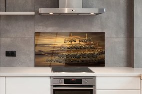 Szklany Panel Statek morze chmury