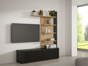 Wielopoziomowa półka pionowa Breathtaker Q195, kolor dąb Cabezone/dąb Artisan