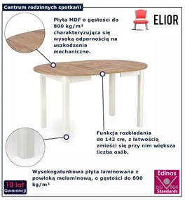 Okrągły rozkładany stół dąb craft + biały A5-B70
