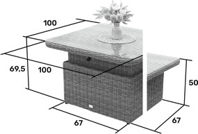 Zestaw rattanowy MALIBU dla 6 osób (szary)