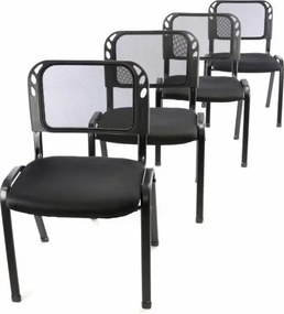 Zestaw 4 krzeseł kongresowych do ustawiania w stosy - czarny