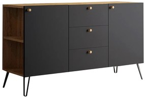 Nowoczesna lewostronna komoda dąb craft + czarny - Zorina 6X