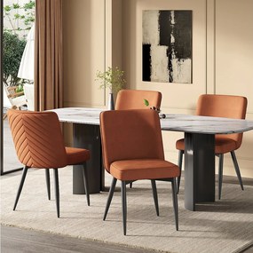 Zestaw 4 krzeseł do jadalni - 63 x 48 x 85 cm - do jadalni/salonu/kawiarni - Styl nowoczesny - aksamit - Kolor rdzawoczerwony