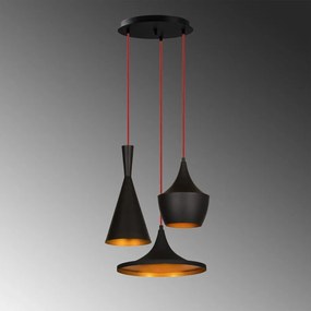 Czarna lampa wisząca z 3 kloszami Opviq lights Elmas