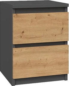 Szafka Nocna Malwa M2 | Antacyt/Dąb Artisan | 30x30x40 cm | 2 Szuflady
