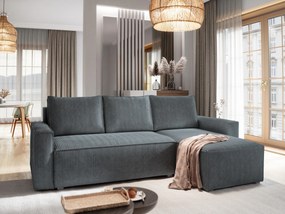 Masseno Narożnik POTARO z funkcją spania i pojemnikiem na pościel Narozniki L, Rozkładana sofa - Szary, POSO 60