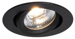 Wpuszczany reflektor czarny, przechylny 8,2 cm z diodą LED ściemnianą do ciepłej barwy IP54 Ultra Slim - Pupil
