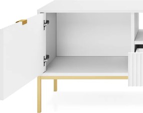 NAYA Szafka RTV 154 biała | złoty stelaż
