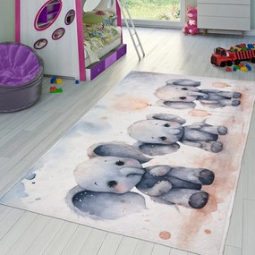 Jasnoszary dywan dziecięcy 80x150 cm Baby Elephants – Vitaus