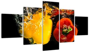 Obraz - papryki w wodzie (125x70 cm)