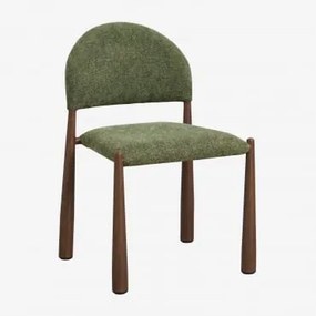 Pack 2 Tapicerowanych Krzeseł Jadalnianych Z Żelaza Nagore Szenil Sage Green - Sklum
