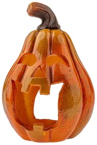 Jesienny świecznik ceramiczny Dynia z twarzą, 12 x 20 cm