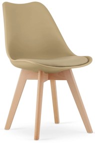 Zestaw jadalniany 1 + 4, biały stół ADRIA 120x80 cm + beżowe krzesło BALI MARK z bukowymi nogami