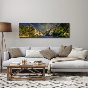 Obraz krajobrazu z jeziorem (170x50 cm)