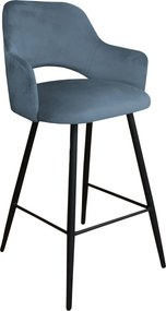 Hoker Milano krzesło barowe tkanina Welur podstawa metalowa : Kolor nogi - Czarna stożek, Kolor tkaniny - VELVET - BL06, Typ siedziska - Siedzisko stałe