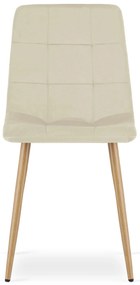 PROMOCJA Jasnobeżowe aksamitne krzesło KARA II. jakość