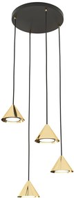 Czarno-złota nowoczesna lampa wisząca - 3X D130 K2-W31