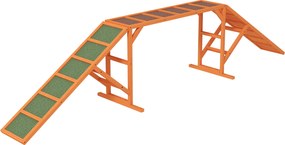 PawHut Rampy Agility dla Psów, Parcours, Antypoślizgowe, Odporne na Warunki Atmosferyczne, Drewno, 325 x 55 x 69 cm, Pomarańczowe