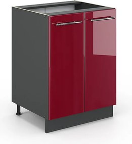 Szafki kuchenne bordowa czerwień wysoki połysk 60x51.6x82 fame-line