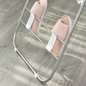 Składana suszarka do ubrań HOMCOM, przenośny suszarka na skrzydła, suszarka stojąca z teleskopowymi drążkami, stal nierdzewna, plastik, Srebrny, Biały, 60,5 x 148 x 98 cm