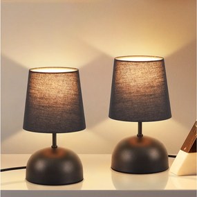 NETTLIFE Zestaw 2 lampek nocnych na stolik nocny z czarnym kablem, małą, nowoczesną tkaniną
