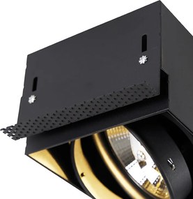 Wpuszczany reflektor czarny GU10 AR111 bez obramowania 2-światłowy - Oneon