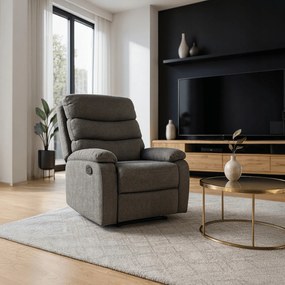 Fotel Rozkładany z Podnóżkiem KOBE Szary Nowoczesny
