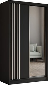 Szafa Przesuwna NELVIA 120 cm z Lustrem Szafa Dwudrzwiowa Czarna