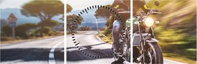 Obraz - Motocyklista (z zegarem) (90x30 cm)