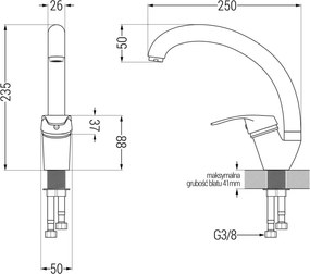 Mexen Rosa bateria kuchenna, chrom - 670800-00