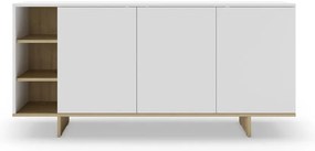 Biała niska komoda w dekorze dębu 170x80 cm Cequoia – Marckeric