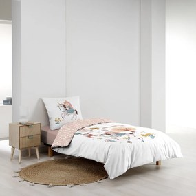 Biało-różowa bawełniana pościel dziecięca jednoosobowa 140x200 cm Lilibelle – douceur d'intérieur