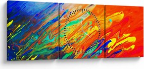 Obraz - Kolorowa abstrakcja (z zegarem) (90x30 cm)