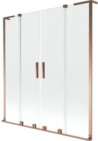 Mexen Velar L Duo parawan nawannowy 2-skrzydłowy rozsuwany 140 x 150 cm, transparent, różowe złoto - 896-140-003-02-60