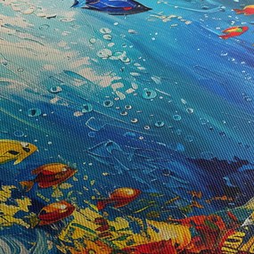 Obraz - Malowanie podwodnego świata (z zegarem) (90x30 cm)